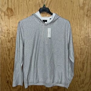 Vince Mens Vertical Stripe Popover Hoodie Large